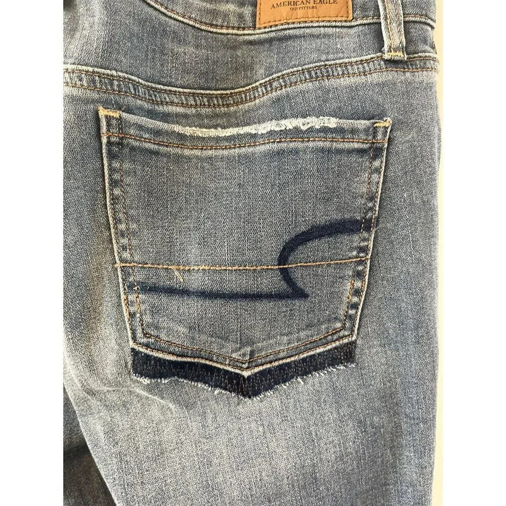 NWT AE American Eagle Hi-Rise Jegging Super Stretch X Denim Jeans 6 Distressed - Picture 5 of 5